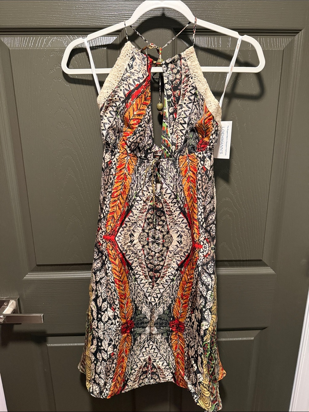 NWT LaRok Silk Halter Tie Back Mini Dress